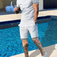 Men's Summer Short Sleeve Suit Polo Shirt Short Sleeve Shorts Athleisure Two - Piece Set Suitable For Everyday Travel - Clothesfassion.store