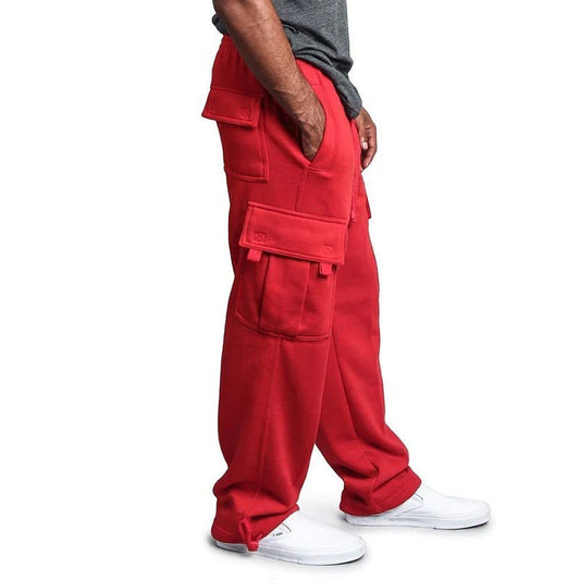 Mens Sweatpants Straight Fit Joggers for Sports and Streetwear Loose Oversized Drawstring Long Pants Men Multi - pocket Pants - Clothesfassion.store
