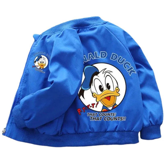 New Autumn Baby Boys Girls Jacket Fashion Cartoon Donald Duck Print Outerwear for Kids Clothes Spring Children Windbreaker Coats - Clothesfassion.store
