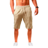 New Men's Cotton Linen Shorts Pants Male Summer Breathable Solid Color Linen Trousers Fitness Streetwear Lace up Bottoms - Clothesfassion.store