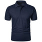 New Solid Color Polo Shirt Men's Short Sleeve Button Tshirts Lapel Lightweight Streetwear Sport Casual Tops - Clothesfassion.store