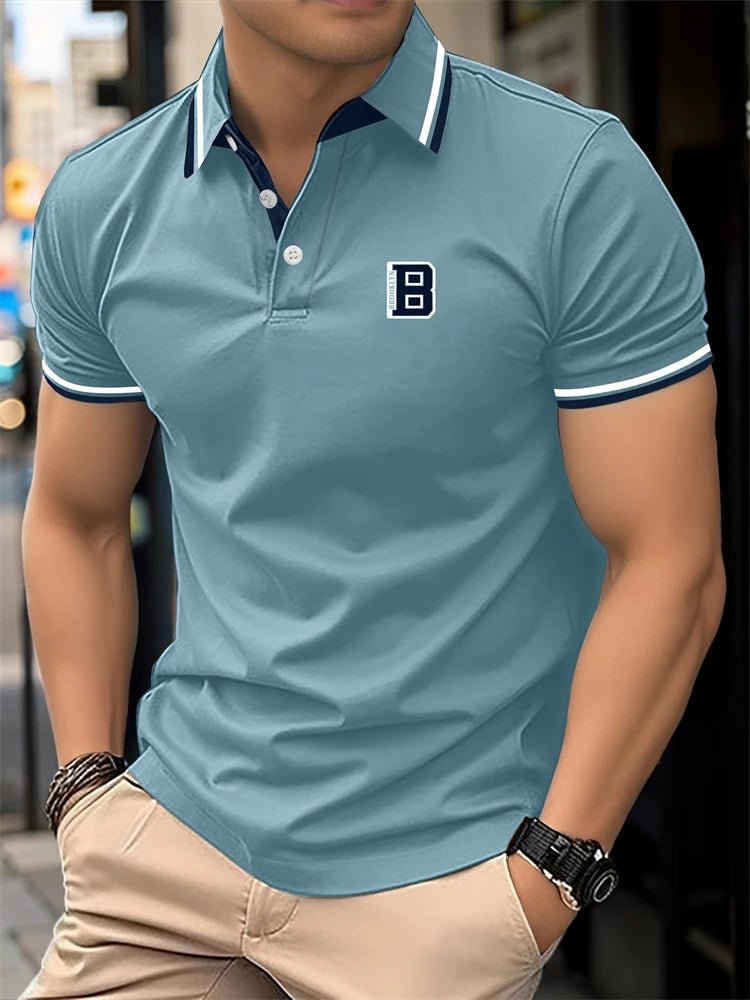 New Summer Men's Short - sleeved Fashion T-shirt Slim Polyester Polo Shirt Men's Business Casual Lapel Golf Short - sleeved Clothing - Clothesfassion.store