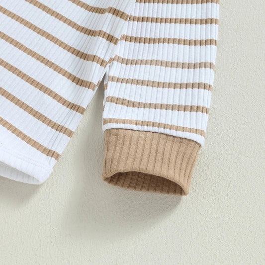Newborn Baby Boys Girl Fall Winter Clothes Ribbed Knitted Long Sleeve Romper Solid Long Pants Cotton Infant Outfits - Clothesfassion.store