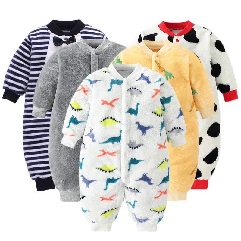 Newborn Baby Spring Winter Clothes Infant Jacket for Girls Jumpsuit for Boys Soft Flannel Bebe Romper Baby Clothes 0 - 18 Month - Clothesfassion.store