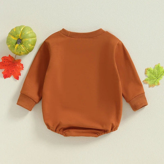 Newborn Infant Baby Girl Boy Pumpkin Letter Embroidered Long Sleeve Sweatshirt Romper Playsuit Jumpsuit Baby Halloween Clothes - Clothesfassion.store