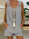 Plus Size Summer striped lady suit - Clothesfassion.store