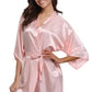 RB032 2018 New Silk Kimono Robe Bathrobe Women Silk Bridesmaid Robes Sexy Navy Blue Robes Satin Robe Ladies Dressing Gowns - Clothesfassion.store