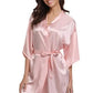 RB032 2018 New Silk Kimono Robe Bathrobe Women Silk Bridesmaid Robes Sexy Navy Blue Robes Satin Robe Ladies Dressing Gowns - Clothesfassion.store