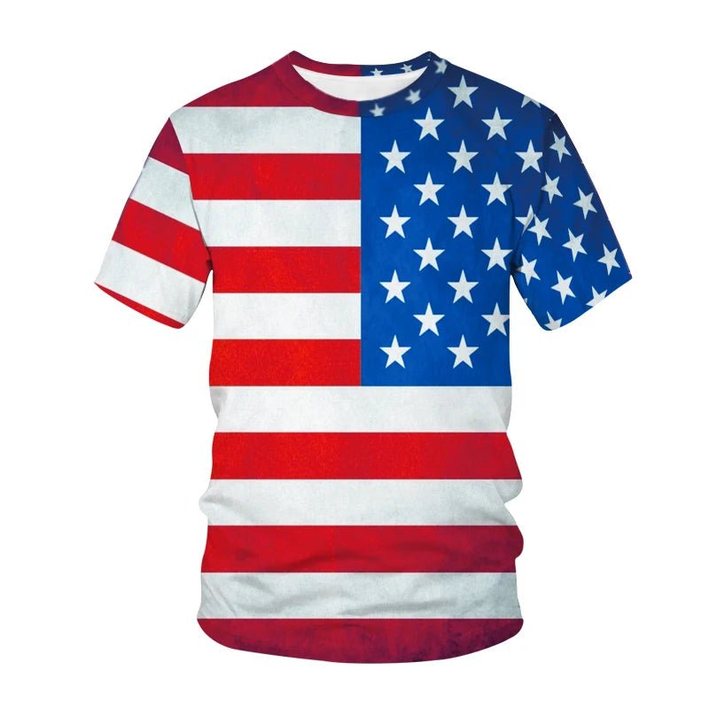 USA American Flag T-Shirts 3D Print Men Women Fashion Casual T Shirt Short Sleeve Oversized Harajuku Male Tops Tees Man Clothing - Clothesfassion.store