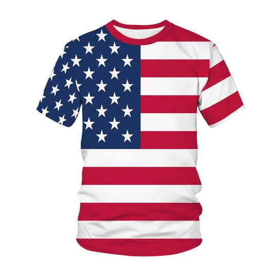 USA American Flag T-Shirts 3D Print Men Women Fashion Casual T Shirt Short Sleeve Oversized Harajuku Male Tops Tees Man Clothing - Clothesfassion.store