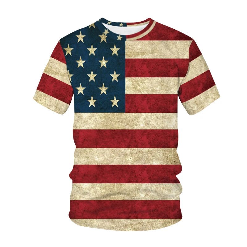 USA American Flag T-Shirts 3D Print Men Women Fashion Casual T Shirt Short Sleeve Oversized Harajuku Male Tops Tees Man Clothing - Clothesfassion.store