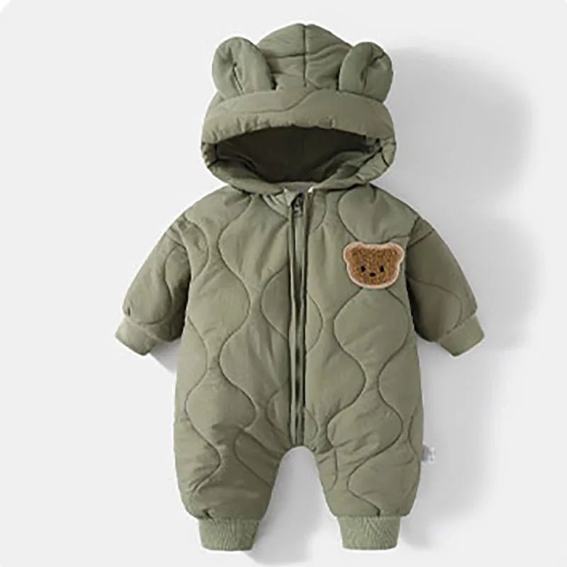  Winter Baby Outwear Clothing Fur Lining Warm Toddler Girl's Boy's Rompers Cartoon Bear Infant Jumpsuit - Clothesfassion.store
