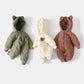  Winter Baby Outwear Clothing Fur Lining Warm Toddler Girl's Boy's Rompers Cartoon Bear Infant Jumpsuit - Clothesfassion.store