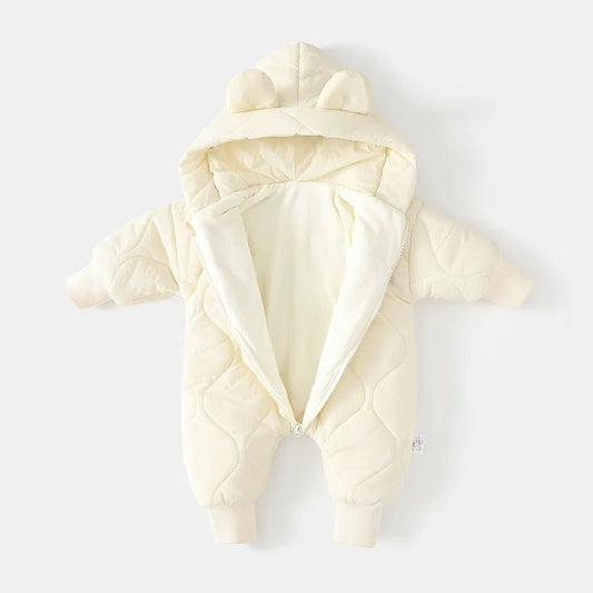  Winter Baby Outwear Clothing Fur Lining Warm Toddler Girl's Boy's Rompers Cartoon Bear Infant Jumpsuit - Clothesfassion.store