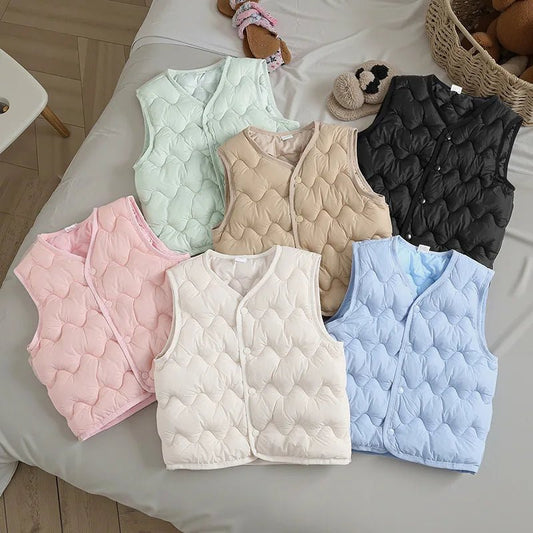 Winter Kids Warm Vest Toddler Girls Boys Thin Waistcoat Outerwear Children Solid Color Jackets Down Vest Undershirt - Clothesfassion.store
