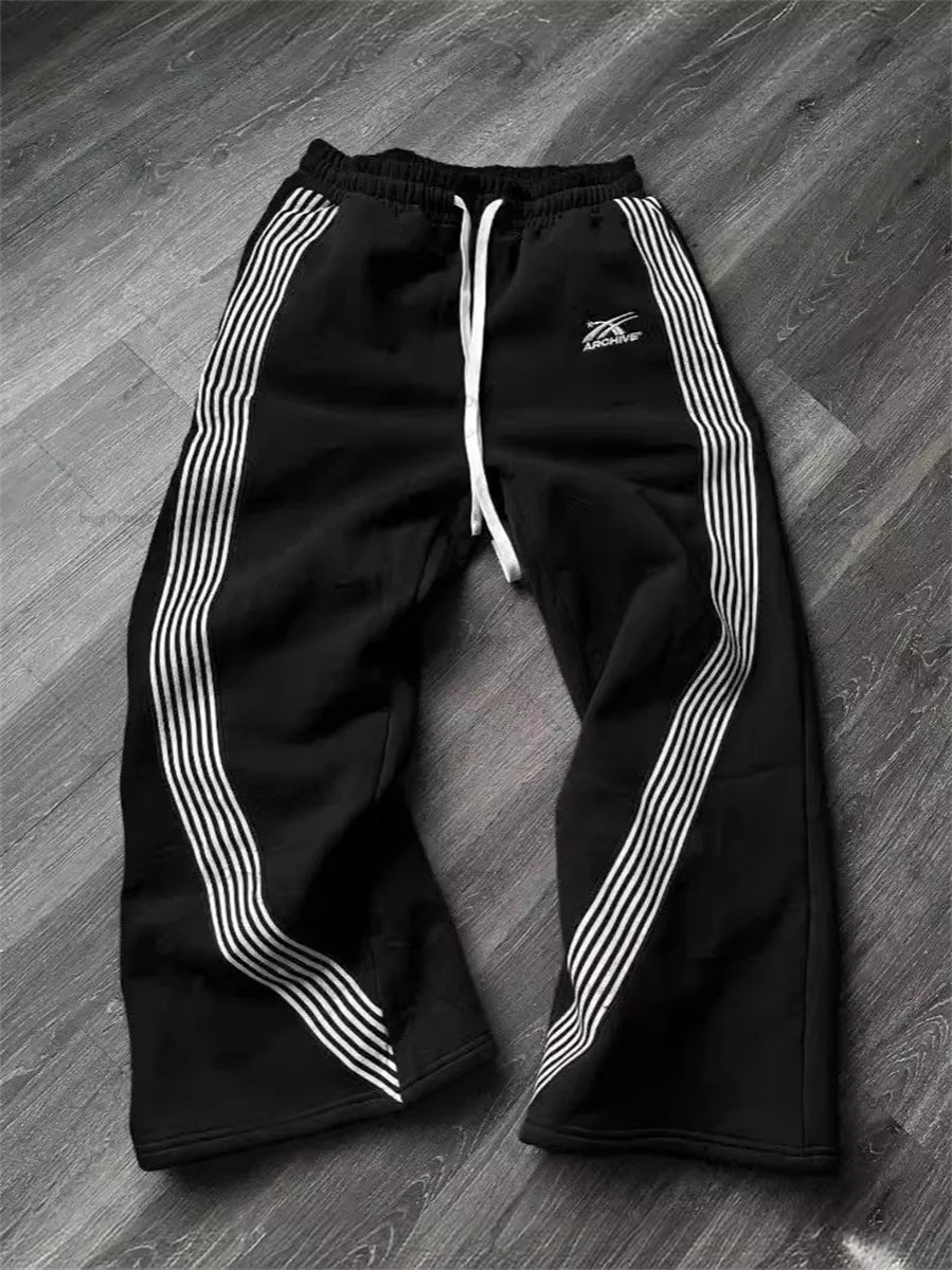 Y2k Embroidered Black Gray Casual Pants Camo Functional Tactical Functional Men's Women's Premium Jogging Drawstring Sweatpants - Clothesfassion.store