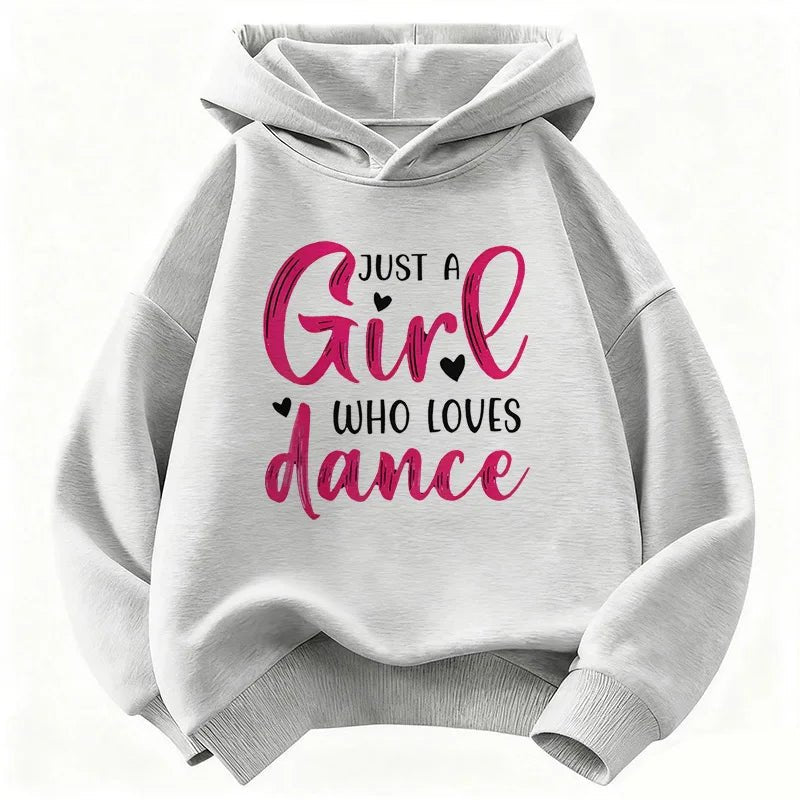 Y2k Just A Girl Who Love Dance Letter Printed HoodieChildren's Sweatshirt Hoody Girls Autumn Winter Casual Hoodies - Clothesfassion.store