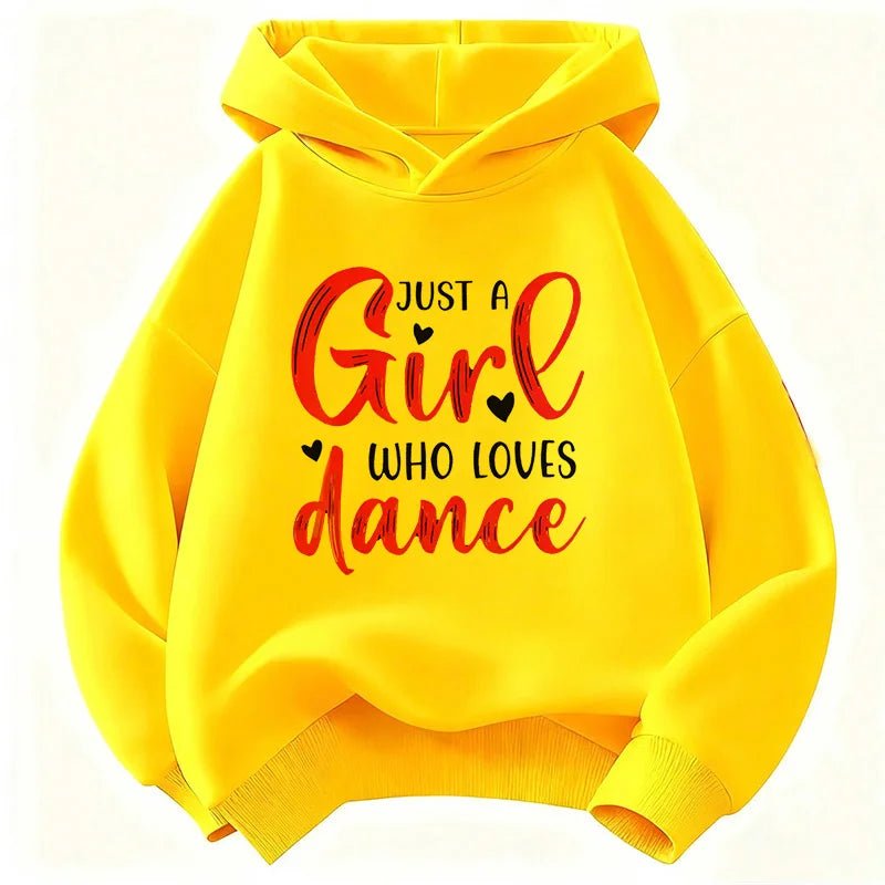 Y2k Just A Girl Who Love Dance Letter Printed HoodieChildren's Sweatshirt Hoody Girls Autumn Winter Casual Hoodies - Clothesfassion.store