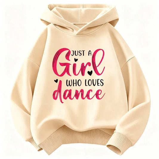 Y2k Just A Girl Who Love Dance Letter Printed HoodieChildren's Sweatshirt Hoody Girls Autumn Winter Casual Hoodies - Clothesfassion.store
