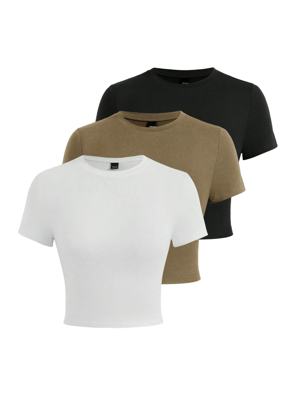 Y2K Woman Solid Cotton Crop Tops Short Sleeve High Elastic T-Shirt Soft O - Neck Sporty Tees Summer Street Fashion Female Clothes - Clothesfassion.store