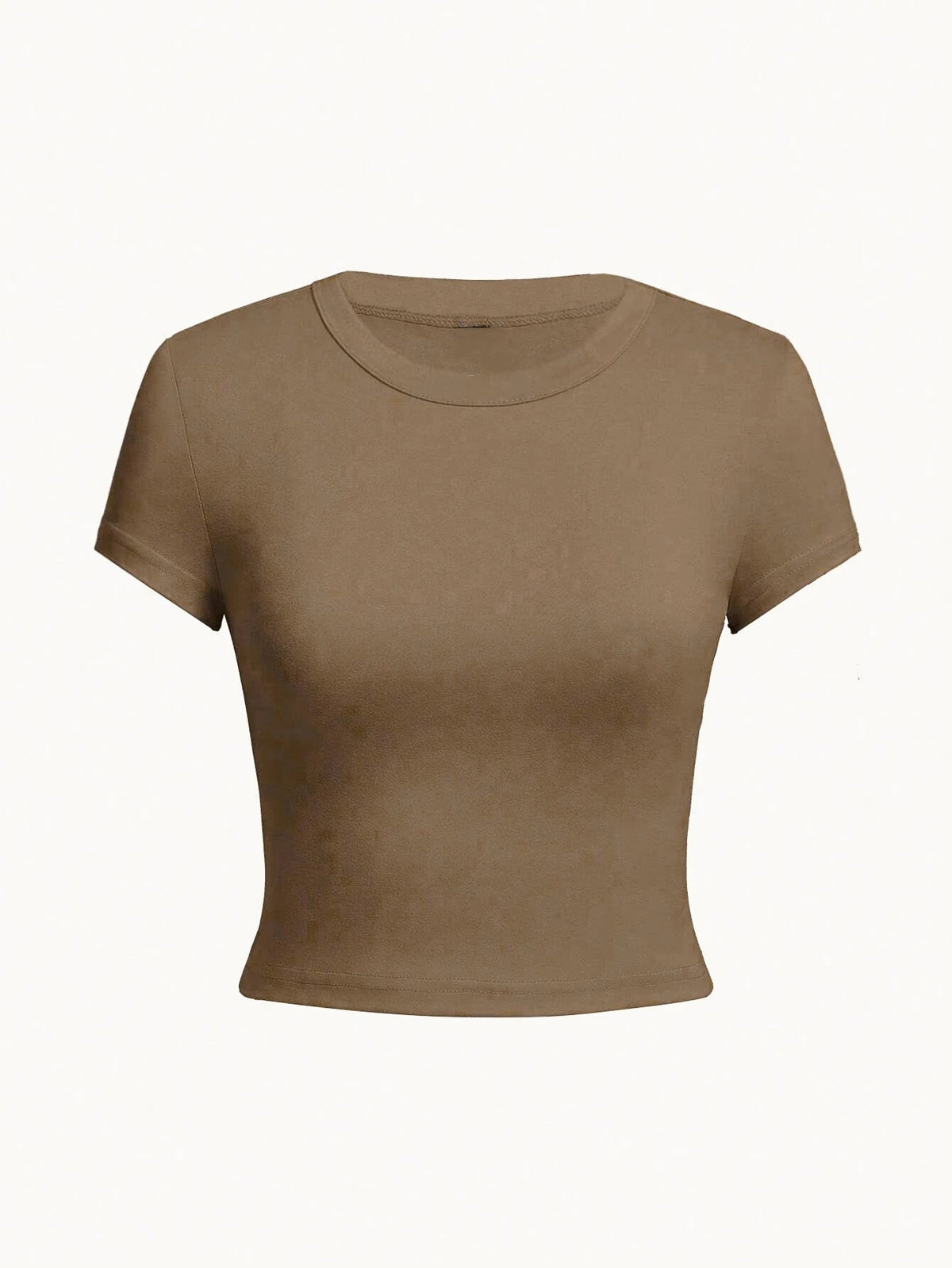 Y2K Woman Solid Cotton Crop Tops Short Sleeve High Elastic T-Shirt Soft O - Neck Sporty Tees Summer Street Fashion Female Clothes - Clothesfassion.store