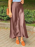 ZANZEA Woman Spring Autumn Satin Silk Skirt Work OL Back Zipper Faldas Saia Jupe Elegant Casual Party Solid Sundress 2023 - Clothesfassion.store